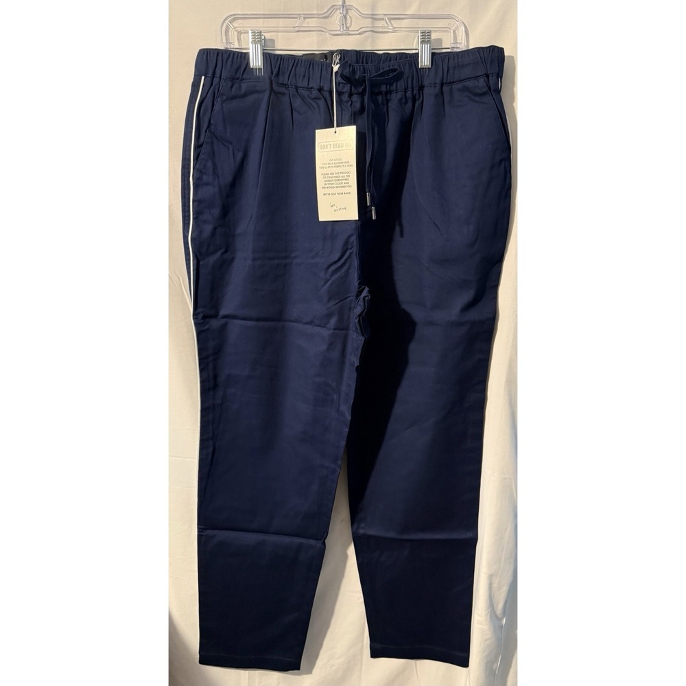 Wildfang The Essential Piped Drawstring Pant XL Navy NWT Relaxed Fit